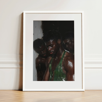 Centerfold - Gay Black Lovers Art Print / Canvas, 12x16’’ / 31x41cm / White Frame / Matboard, Posters Prints & Visual Artwork, Toby Leon