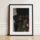 Centerfold - Gay Black Lovers Art Print / Canvas Black-framed White Mat Three Dark-skinned Men Beneath Museum-grade Varnish, Lids Heavy