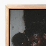 Light Wood-framed Canvas Print Textured Dark-toned Portrait Visible Beneath Museum-grade Varnish, Gay Black Lovers, Lids Heavy