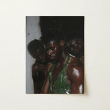 Centerfold - Gay Black Lovers Art Print / Canvas Rectangular Framed Artwork Three Muscular Men Wet Skin Beneath Museum-grade Varnish, Lids
