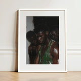 Centerfold - Gay Black Lovers Art Print / Canvas White-framed Dark Moody Photograph Three Men Beneath Museum-grade Varnish, Lids Heavy