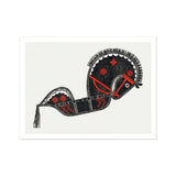 Ceremonieel Danspaard - Reijer Stolk Graphic Art Print / Canvas Stylized Black Horse Red Decorative Patterns Drawn Folk Stolk’s, Dutch