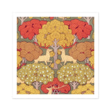 Cerfs et Arbres - Maurice Pillard Verneuil Art Print / Canvas Decorative Pattern Deer Among Autumn-colored Trees Flowers Maurice Pillard