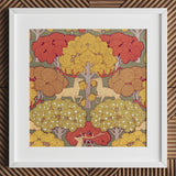 Cerfs et Arbres - Maurice Pillard Verneuil Art Print / Canvas Framed Artwork Stylized Autumn Forest Deer Trees Vibrant, Nouveau, Verneuil’s