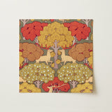 Cerfs et Arbres - Maurice Pillard Verneuil Art Print / Canvas Square Canvas Print Stylized Deer Autumn Trees Red Maurice Pillard Verneuil,