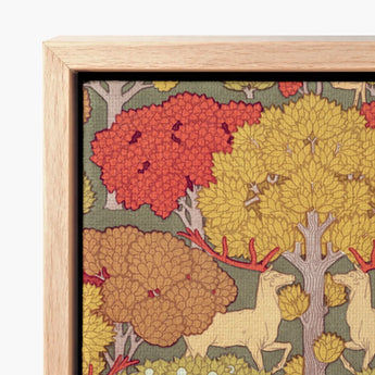Wooden-framed Artwork Stylized Autumn Forest Scene Red Yellow Maurice Pillard Verneuil, Art Nouveau Print, Verneuil’s Sylvan Reverie