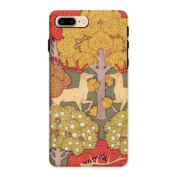 Cerfs et Arbres - Maurice Pillard Verneuil Phone Case Iphone 8 Plus / Matte Decorative Phone Case Artistic Nature Scene Deer Trees Maurice