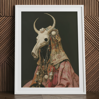 Cernunnos - Stampa d'arte del sacerdote pagano / Tela, 24x32’’ / 61x81cm / Cornice bianca / Passe-partout, Poster, stampe e arte visiva, Toby Leon