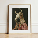 Cernunnos - Pagan Priest Art Print / Canvas Framed Skull Curved Horns Adorned Ornate, Looms, Dimly Lit Otherworldly Space Prints