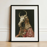 Cernunnos - Pagan Priest Art Print / Canvas Framed White Bull Skull Adorned Ornate, Looms, Dimly Lit Otherworldly Space Prints