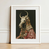 Cernunnos - Pagan Priest Art Print / Canvas Framed White Bull Skull Adorned Ornate, Looms, Dimly Lit Otherworldly Space Prints