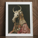 Cernunnos - Pagan Priest Art Print / Canvas White Framed Bull Skull Ornate Jewelry, Looms, Dimly Lit Otherworldly Space Prints