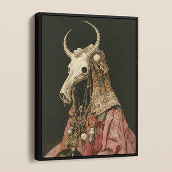 Cernunnos - Pagan Priest Framed Canvas, Framed Canvas Print Figure Horned Animal Skull Mask
