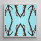 Chain Reaction - Trippy Succulent Art Framed Canvas, 12x12’’ / 31x31cm / White Floating Frame, Symmetrical Botanical Art Print