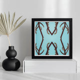 Chain Reaction - Trippy Succulent Art Print / Canvas Framed Abstract Artwork Symmetrical Brown Shapes Light Blue Cactus, Psychedelic Desert
