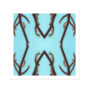 Chain Reaction - Trippy Succulent Art Print / Canvas Palm Tree Trunks Arranged Symmetrical Mirrored Pattern Cactus, Psychedelic Desert