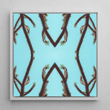 Chain Reaction - Trippy Succulent Art Print / Canvas Square-framed Artwork Symmetrical Mirrored Pattern Dark Brown Cactus, Psychedelic