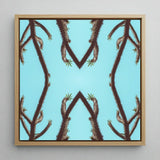 Chain Reaction - Trippy Succulent Art Print / Canvas Square-framed Artwork Symmetrical Stylized Pattern Dark Brown Cactus, Psychedelic