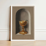 Golden Chalice Dark Green Snake Coiled Rim Set Hans Memling’s, Memling Art