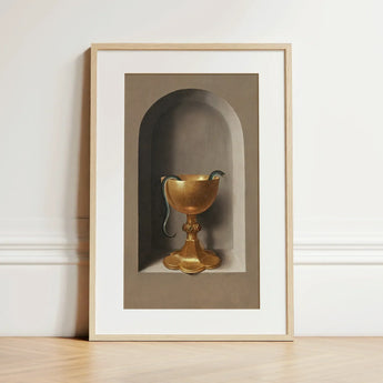Chalice of Saint John the Evangelist - Hans Memling Art Print / Canvas Golden Chalice Dark Green Snake Coiled Rim Depicted Hans Memling’s