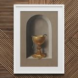 Chalice of Saint John the Evangelist - Hans Memling Art Print / Canvas Golden Goblet Ornate Base Green Snake Coiled Rim Hans Memling’s