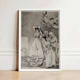 Chasing and Sweeping Bird Figures with Mens’ Heads out of a Door - Francisco De Goya Art Print / Canvas Framed Black-and-white Dramatic