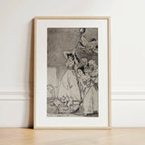 Chasing and Sweeping Bird Figures with Mens’ Heads out of a Door - Francisco De Goya Art Print / Canvas, 12x18’’ / 31x46cm / Natural Frame