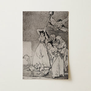 Chasing and Sweeping Bird Figures with Mens’ Heads out of a Door - Francisco De Goya Art Print / Canvas, 12x18’’ / 31x46cm / Unframed