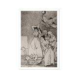 Chasing and Sweeping Bird Figures with Mens’ Heads out of a Door - Francisco De Goya Art Print / Canvas Satirical Women Witches Grotesque