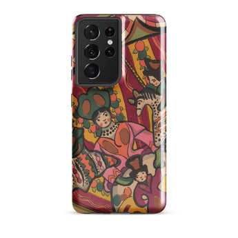 Chauve Souris - Ralph Barton Phone Case Samsung Galaxy S21 Ultra / Gloss Vibrant Illustrated Phone Case Stylized Figures Pink Green Ralph