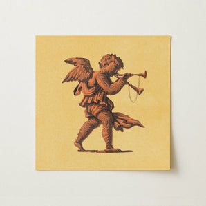 Cherub Blowing Trumpets - Neoclassical Angel Art Print / Canvas, Cherub Blowing Trumpets, Neoclassical Angel Art Print, Parchment Air