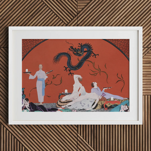 Chez La Marchande De Pavots - George Barbier 1920s Art Print / Canvas, 30x20’’ / 76x51cm / White Frame / Matboard, Posters Prints & Visual