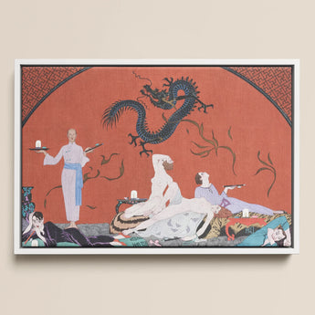 Chez La Marchande De Pavots - George Barbier 1920s Art Print / Canvas Framed Art Deco-style Illustration Black Dragon Elegantly Dressed