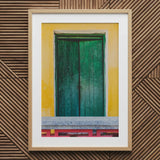Chilli Ginger Coriander - Hoi an Photography Art Print / Canvas Framed Photograph Weathered Green Wooden Door Set Vibrant, Vietnam’s