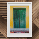 Chilli Ginger Coriander - Hoi an Photography Art Print / Canvas White-framed Art Print Vibrant Green Wooden Door Set Weathered Door,