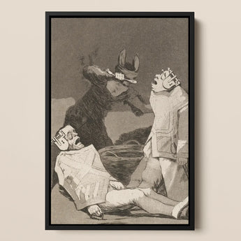 The Chinchillas - Francisco De Goya Art Print / Canvas Black-framed Artwork Dramatic Scene Monochrome Tones, Ignorance Gnaws, Blind