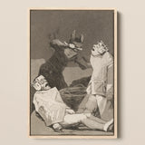 The Chinchillas - Francisco De Goya Art Print / Canvas Framed Black-and-white Illustration Dramatic Scene Three Figures Enclosed Goya Art