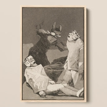 The Chinchillas - Francisco De Goya Art Print / Canvas Framed Black-and-white Illustration Dramatic Scene Three Figures Enclosed, Ignorance