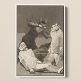 The Chinchillas - Francisco De Goya Art Print / Canvas Framed Black-and-white Illustration Dramatic Scene Three Figures Foreground,