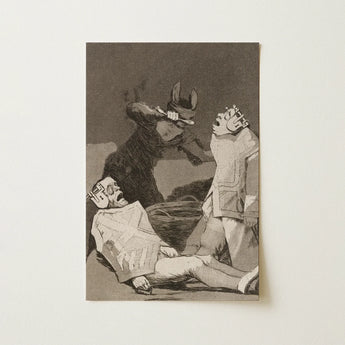The Chinchillas - Francisco De Goya Art Print / Canvas Monochromatic Dramatic Scene Three Figures Dark Attire Object, Ignorance Gnaws,