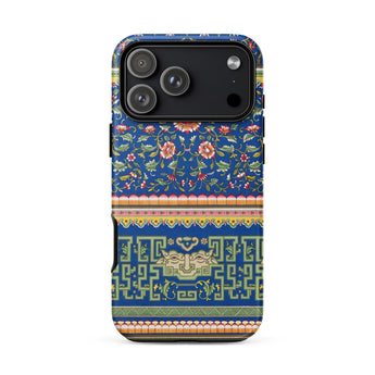 Chinese Aesthetic Pattern - Owen Jones Phone Case Iphone 17 Pro Max / Matte Blue Floral Patterned Geometric Accents Black, Celestial Shield