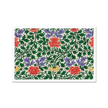 Chinese Botanical Illustration - Owen Jones Art Print / Canvas Floral Pattern Red Purple Yellow Blooms Amid Green, Lush Tapestry Prints