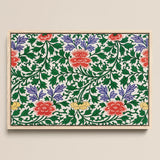 Chinese Botanical Illustration - Owen Jones Art Print / Canvas Framed Artwork Vibrant Floral Pattern Red Purple Blossoms, Lush Tapestry