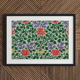 Chinese Botanical Illustration - Owen Jones Art Print / Canvas Framed Artwork Vibrant Floral Pattern Red Purple Yellow, Lush Tapestry Prints