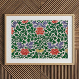 Chinese Botanical Illustration - Owen Jones Art Print / Canvas Framed Artwork Vibrant Floral Pattern Red Purple Yellow, Lush Tapestry Prints