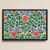 Chinese Botanical Illustration - Owen Jones Art Print / Canvas Framed Artwork Vibrant Floral Pattern Red Purple Yellow, Lush Tapestry Prints
