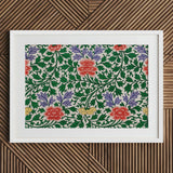 Chinese Botanical Illustration - Owen Jones Art Print / Canvas Framed Artwork Vibrant Floral Pattern Red Purple Yellow, Lush Tapestry Prints