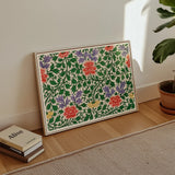 Chinese Botanical Illustration - Owen Jones Art Print / Canvas Framed Floral Artwork Red Peonies Purple Blooms Green Owen Jones, Chinese
