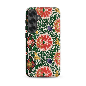 Chinese Floral Pattern - Owen Jones Phone Case Samsung Galaxy S25 Plus / Matte Vibrant Red Green Floral-patterned Intricate Gold Symphony,