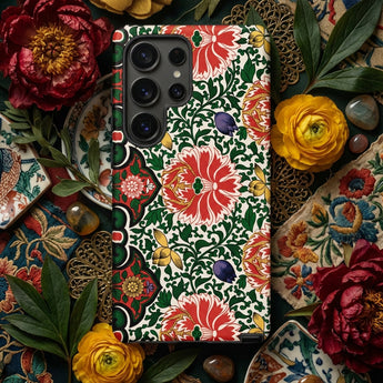 Chinese Floral Pattern - Owen Jones Phone Case Vibrant Floral-patterned Bold Red Green Gold Symphony, Rhythmic Blooms Burst Mobile Cases